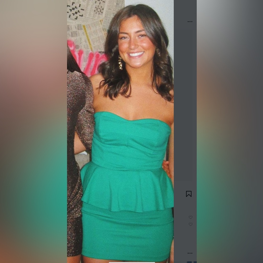 Amanda Uprichard green strapless peplum style cocktail mini dress